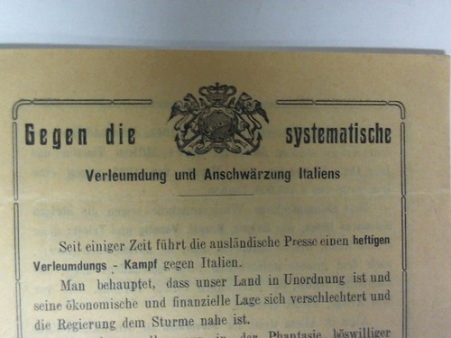 Flugblatt - Gegen die systematische Verleumdung und Anschwrzung Italiens