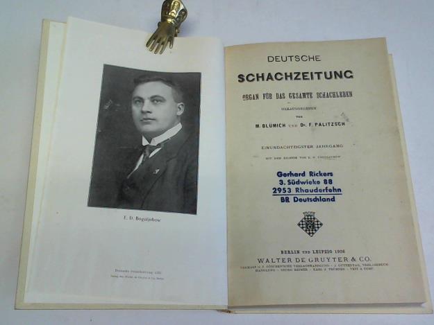 Blmich, M./Palitzscsh, F. - Deutsche Schachzeitung. Organ fr das gesamte Schachleben