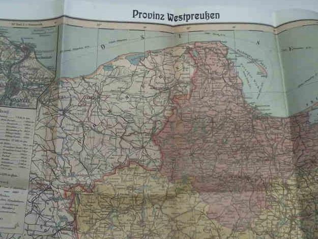 Provinz Westpreuen - Mehrfach gefaltete Karte
