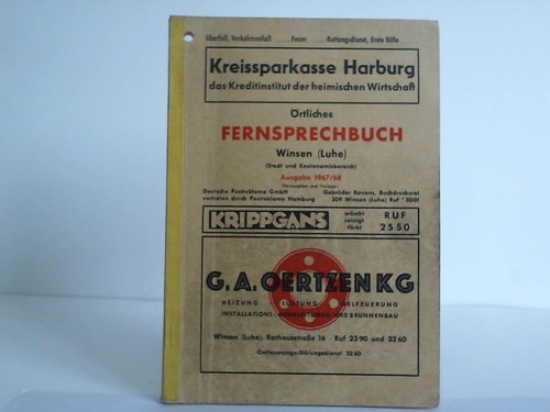 Winsen (Luhe) - Deutsche Postreklame GmbH (Hrsg.) - rtliches Fernsprechbuch Winsen (Luhe) (Stadt und Knotenamtesbereich). Ausgabe 1967/68