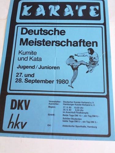 (Shotokan Karate-Plakat) - Karate. Deutsche Meisterschaften. Kumite und Kata. Jugend/Junioren 27. und 28. September 1980. Plakat im Offsetdruck