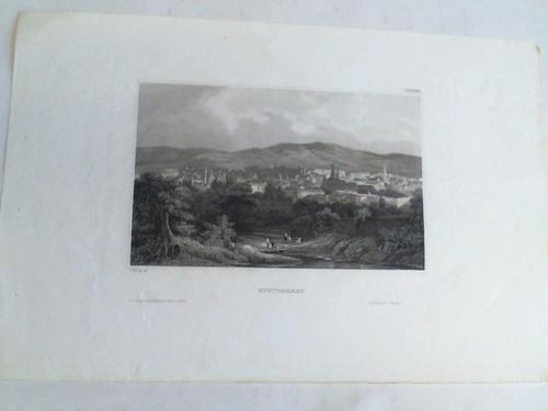 Stuttgart - Stadtansicht. Stahlstich um 1850