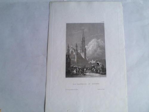 Brssel - Das Rathaus in Brssel. Stahlstich um 1850