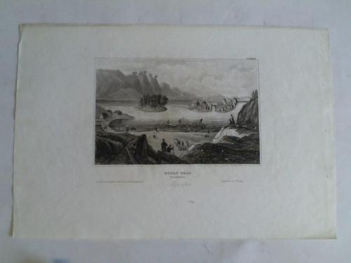 Schweden - Gullo Fall. Trollhtta. Stahlstich um 1850