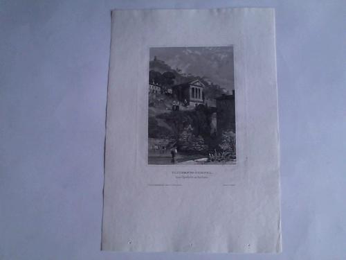 Spoleto/Italien - Clitumnus-Tempel bey Spoleto in Italien. Stahlstich um 1850