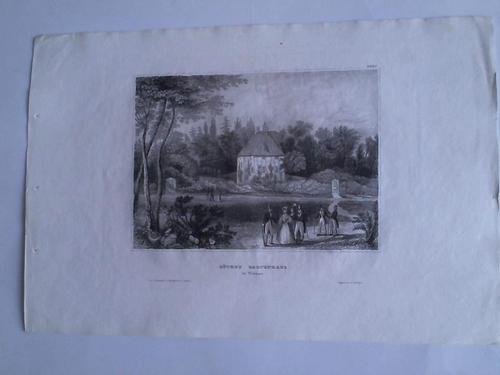 Weimar - Gthe`s Gartenhaus in Weimar. Stahlstich um 1850
