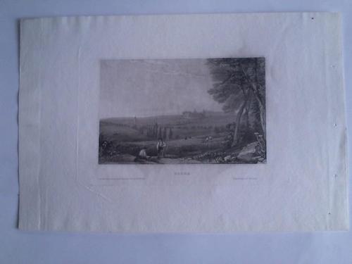 Gotha - Blick ber Felder und Wiesen auf die Stadt. Stahlstich um 1850