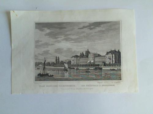Wiesbaden - Grnewald, E. - Das Schloss zu Bieberich/Le chateau a Bieberich. Stahlstich um 1840