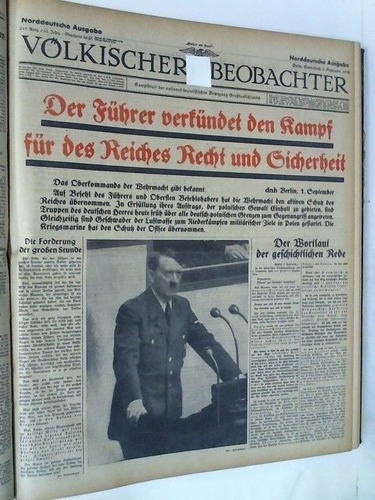 Vlkischer Beobachter - Kampfblatt der national-sozialistischen Bewegung Grodeutschlands. Norddeutsche Ausgabe. 52. Jahrgang, 1. Juli bis 31. Dezember 1939. 76 Ausgaben