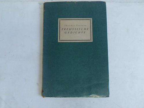 Fontane, Theodor - Preussische Gedichte. Festgabe der Maximilian-Gesellschaft zum 6. Jahr 1924