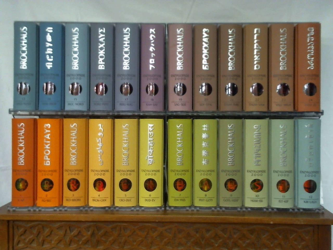 Brockhaus Enzyklopädie 2000. Gestaltung erdacht von Andre Heller. 24 Bände