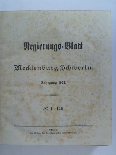 Regierungs-Blatt fr Mecklenburg-Schwerin - Jahrgang 1922, No. 1 - 146