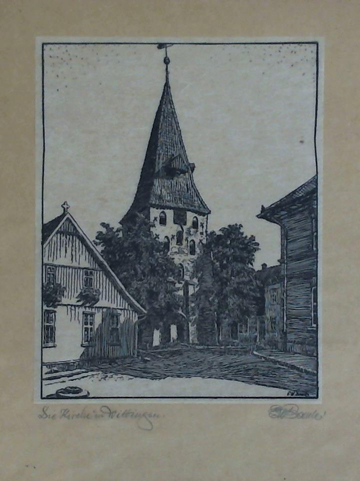 Baule, Emil-Werner (1870 - 1953) - Die Kirche in Wittingen - Original Holzschnitt