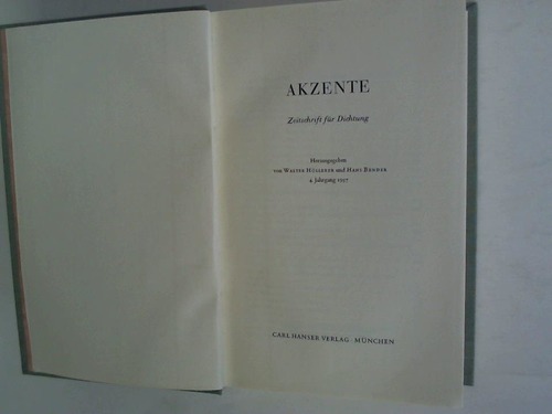 Hllerer, Walter/ Bender Hans (Hrsg.) - Akzente. Zeitschrift fr Dichtung. 4. Jahrgang 1957