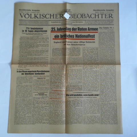 Vlkischer Beobachter - Norddeutsche Ausgabe - Kampfblatt der nationalsozialistischen Bewegung Grodeutschlands - 56. Jahrgang 1943, 53. Ausgabe, (22. Februar)