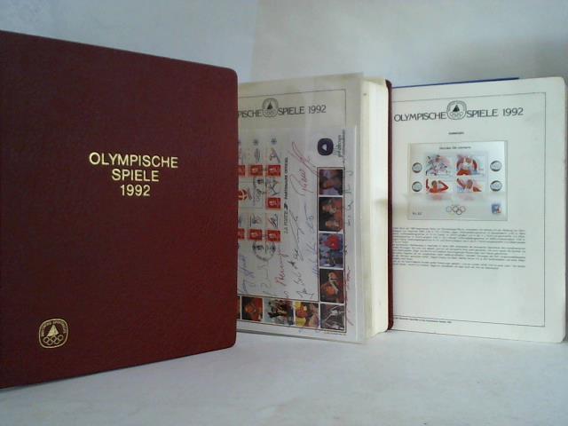 Offizielles Album der Deutschen Sporthilfe zu den Olympischen Spielen 1992 - 2 Briefmarkenalben und 1 Ordner der Deutschen Sporthilfe mit zusammen 261 vorgedruckten Blttern mit Briefmarken, Blcken und Ganzsachen aus aller Welt