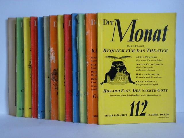 Monat, Der - Eine internationale Zeitschrift - 10. und 11. Jahrgang 1958, Heft 112 bis 123. Zusammen 12 Hefte