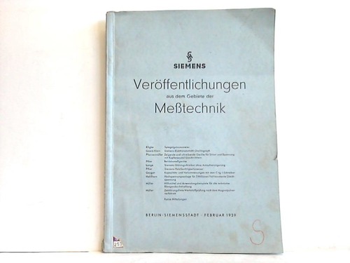 Siemens & Halske AG (Hrsg.) - Verffentlichungen aus dem Gebiete der Metechnik