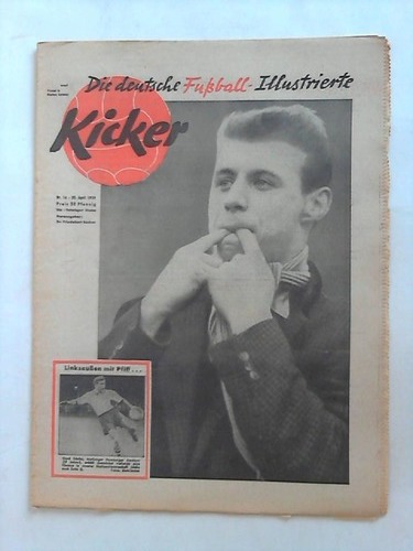 Kicker - Die deutsche Fuball-Illustrierte - Jahrgang 1959; Nr. 16: Linksauen mit Pfiff.. Gerd Drfel