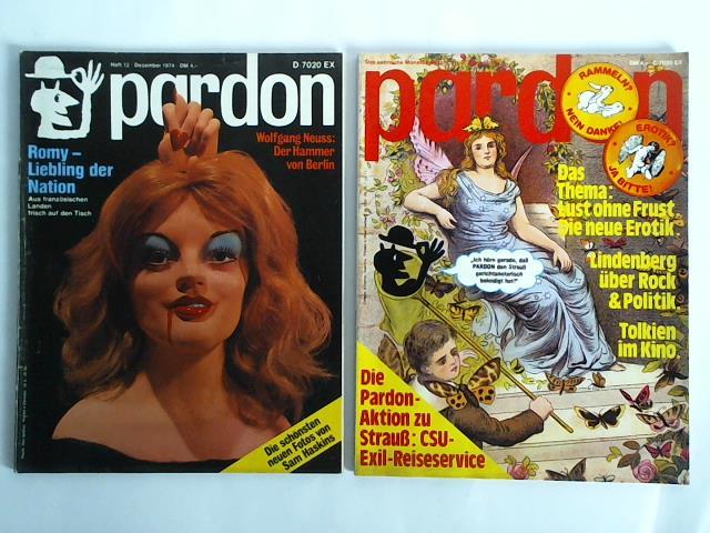 Pardon - Das satirische Monatsmagazin - 13. Jahrgang 1974, Heft 12 (Dezember) / Jahrgang 1979, Heft 8 (August). Zusammen 2 Hefte