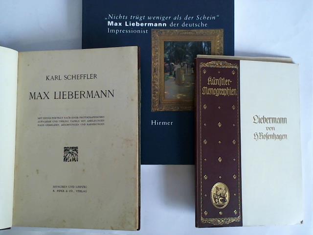 (Liebermann, Max) - Liebermann (Liebhaber-Ausgabe); von Hans Rosenhagen (Knstler-Monographien XLV) / Max Liebermann; Karl Scheffler / Nichts trgt weniger als der Schein Max Liebermann der deutsche Impressionist; Ausstellung in der Kunsthalle Bremen (16. Dezember 1995 bis 24. Mrz 1996). Zusammen 3 Bnde