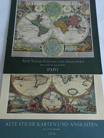 (Kalender) - Alte Stiche, Karten und Ansichten. Ein te Neues-Kalender 1970 und 1974. Zusammen 2 Abrikalender
