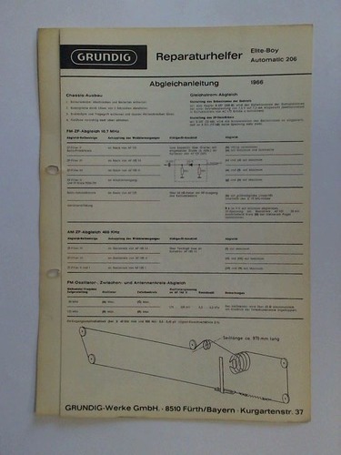Grundig-Werke GmbH, Frth (Hrsg.) - Grundig Reparaturhelfer 1966: Elite-Boy Automatic 206
