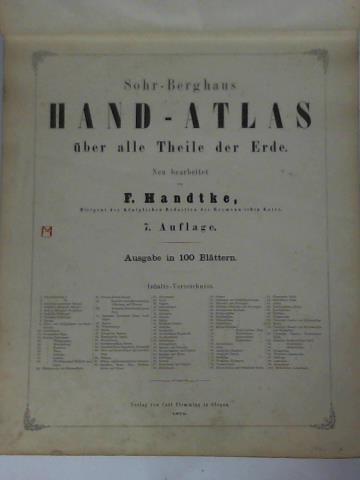 Handtke, F. - Sohr-Berghaus Hand-Atlas ber alle Theile der Erde. Neu bearbeitet
