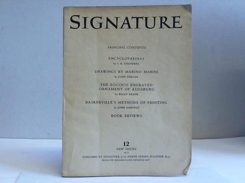 Simon, Oliver - Signature. Heft 12, new series, 1951. A quardrimestrial of typography and graphic arts