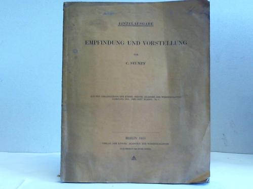 Stumpf, C. - Empfindung und Vorstellung. Einzelausgabe