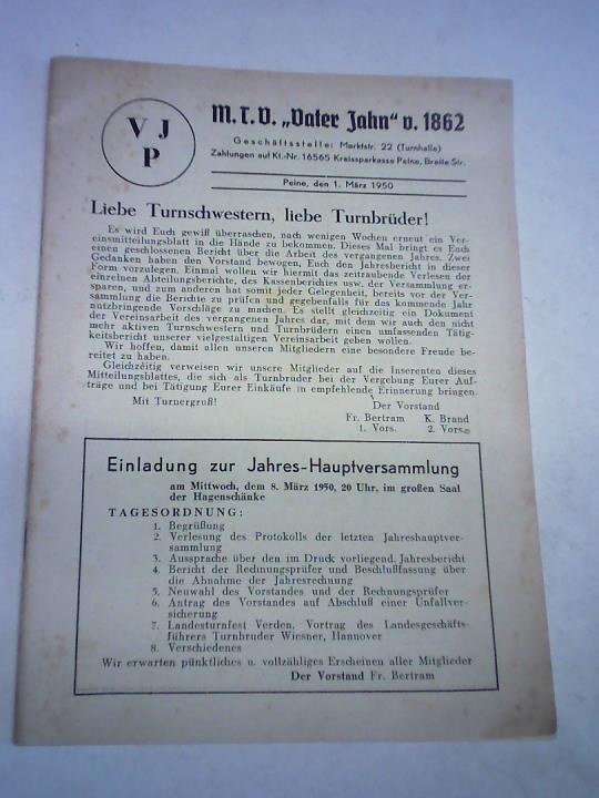 MTV Vater Jahn Peine - Jahresbericht 1950