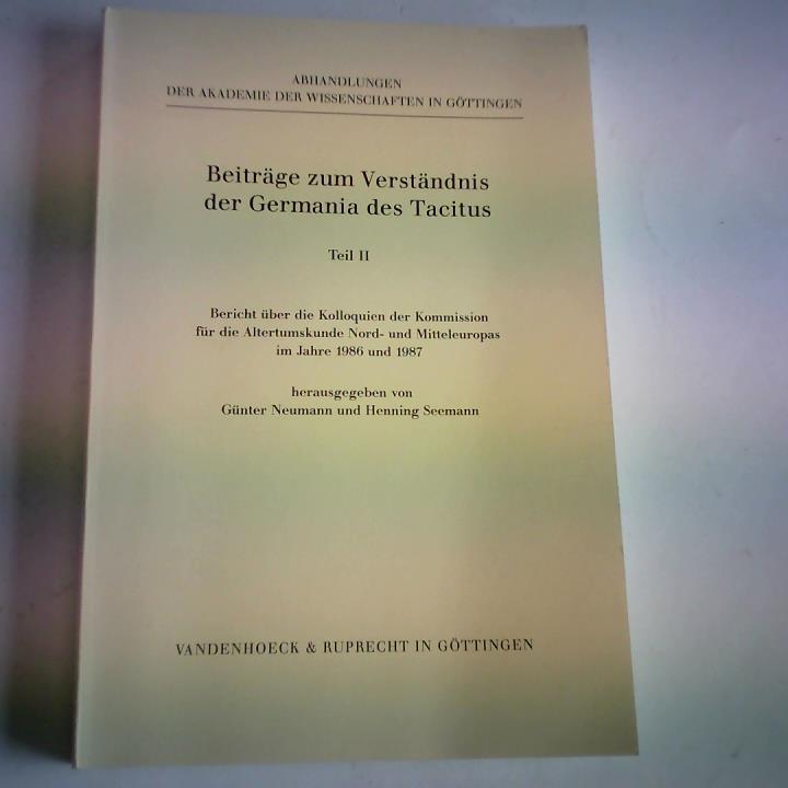 Neumann, Gnter/Seemann, Henning - Bericht ber die Kolloquien der Kommission fr die Altertumskunde Nord- und Mitteleuropas im Jahre 1986 und 1987