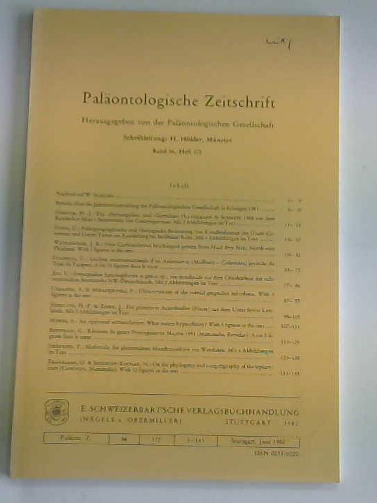 Palontologische Gesellschaft (Hrsg.) - Palontologische Zeitschrift. Band 56, Heft 1/2