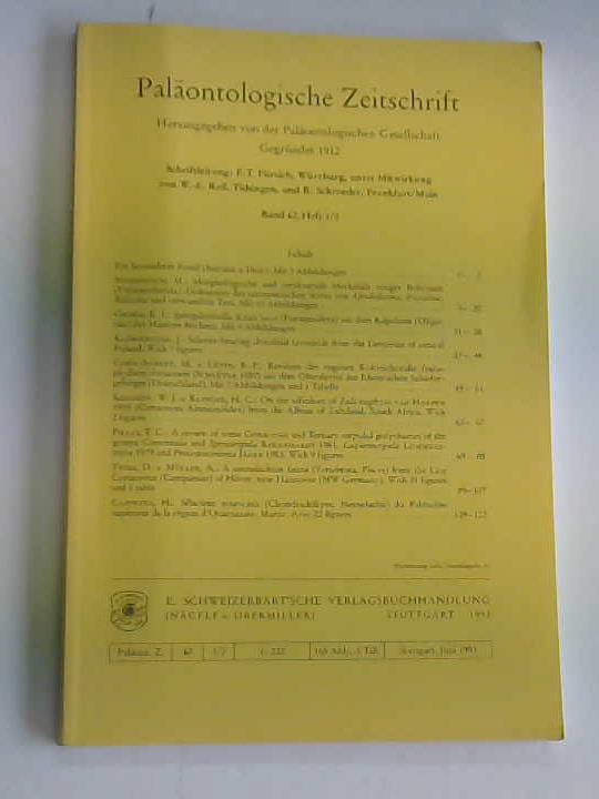 Palontologische Gesellschaft (Hrsg.) - Palontologische Zeitschrift. Band 67, Heft 1/2