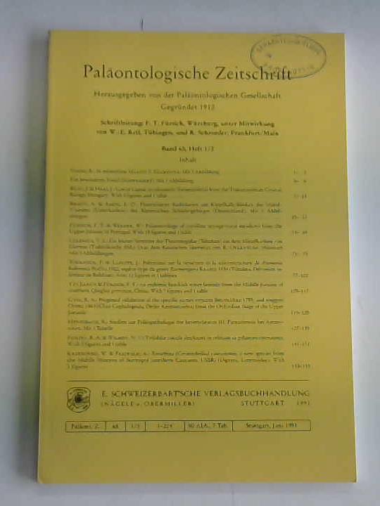 Palontologische Gesellschaft (Hrsg.) - Palontologische Zeitschrift. Band 65, Heft 1/2