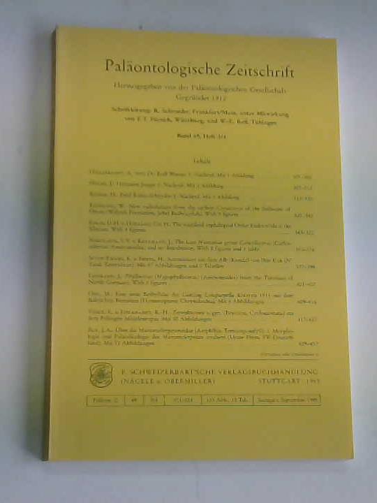 Palontologische Gesellschaft (Hrsg.) - Palontologische Zeitschrift. Band 69, Heft 3/4