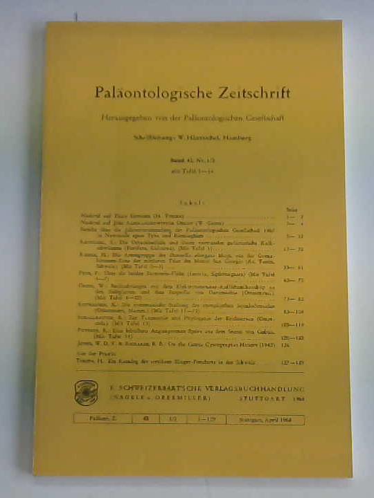 Palontologische Gesellschaft (Hrsg.) - Palontologische Zeitschrift. Band 42, Heft 1/2
