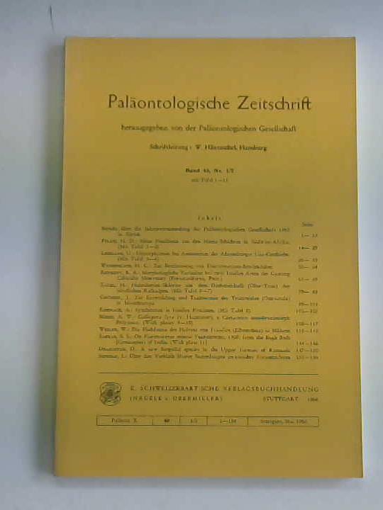 Palontologische Gesellschaft (Hrsg.) - Palomtologische Zeitschrift. Band 40, Heft 1/2