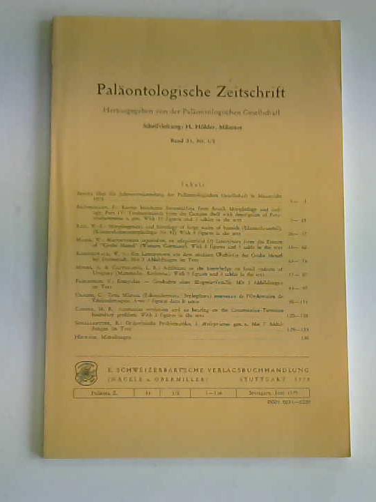 Palontologische Gesellschaft (Hrsg.) - Palontologische Zeitschrift. Band 53, Heft 1/2
