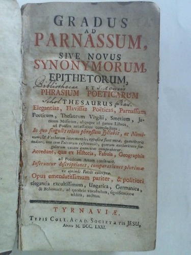 (Slawisches Wrterbuch) - Gradus ad parnassum sive novus synonymorum, epithetorum et phrasium poeticarum thesaurus