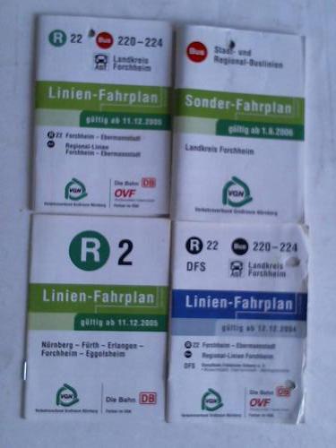 Deutsche Bahn - Linienfahrplne/ Sonderfahrplne 2004 - 2005 - Linienfahrplan R 2 Nrnberg - Frth - Erlangen - Forchheim - Eggolsheim gltig ab 11.12.2005/ Linien-Fahrplan R 22 Bus 220 - 224 Forchheim - Ebermannstadt; Regional-Linien Forchheim - Ebermannstadt gltig ab 11.12.2005/ Linienfahrplan R 22 Bus 220 -224 DFS Forchheim - Ebermannstadt; Regional-Linien Forchheim gltig ab 12.12.2004/ Sonder-Fahrplan Bus Stadt- und Regional-Buslinien Landkreis Forchheim gltig ab 1.6.2006. 4 Plne