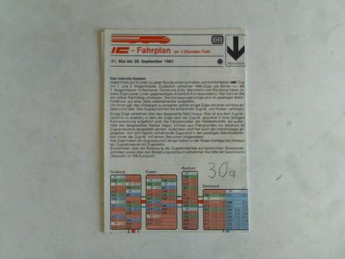 Deutsche Bundesbahn. Nord-Sd. 31. Mai bis 26. September 1981 - IC-Fahrplan im 1-Stunden-Takt. Nord-Sd. 31. Mai bis 26. September 1981