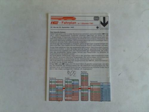 Deutsche Bundesbahn. Nord-Sd. 23. Mai bis 25. September 1982 - IC-Fahrplan im 1-Stunden-Takt. Nord-Sd. 23. Mai bis 25. September 1982