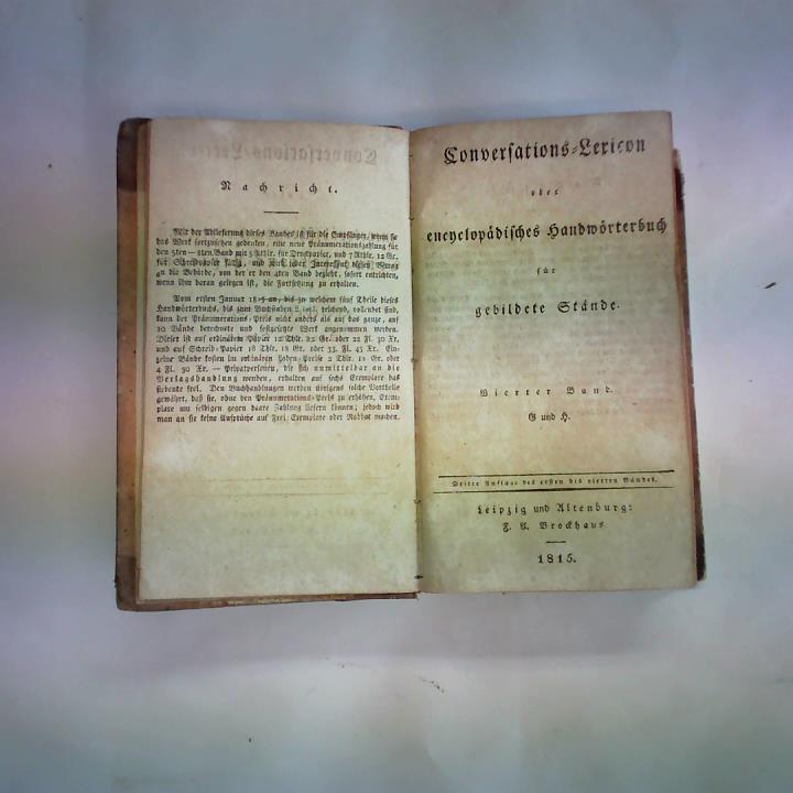 (Nachschlagewerke) - Conservations-Lexicon oder encyclopdisches Handwrterbuch fr gebildete Stnde, vierter Band, G und h