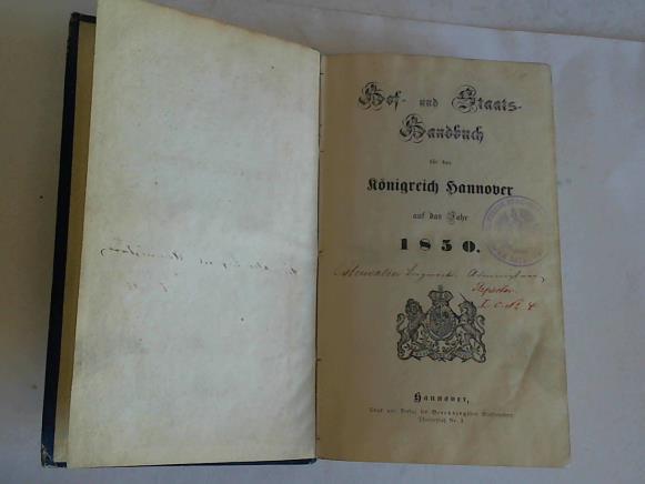 Hannover - Hof- und Staats-Handbuch fr das Knigreich Hannover auf das Jahr 1850