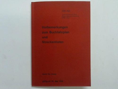Deutsche Bahn AG / Regionalbereich Hamburg - Vorbemerkungen zum Buchfahrplan und Streckenlisten gltig ab 28. Mai 1995