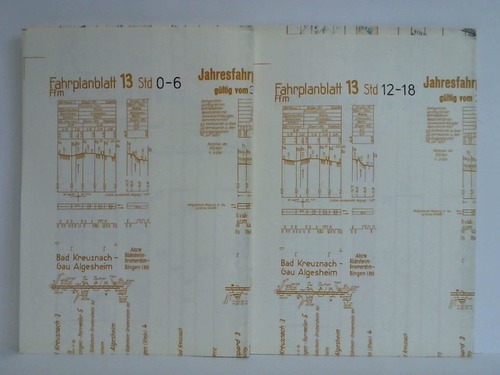 Bundesbahndirektion Frankfurt (M) - Fahrplanblatt 13 / Jahresfahrplan 1976/77. Gltig vom 30. Mai 1976 an. Ausgabe vom 26. Sept. 1976 - 2 Bildfahrplne (13) fr den Zeitraum 0 - 6 Uhr und 6 - 12 Uhr / 12 - 18 Uhr und 18 - 24 Uhr