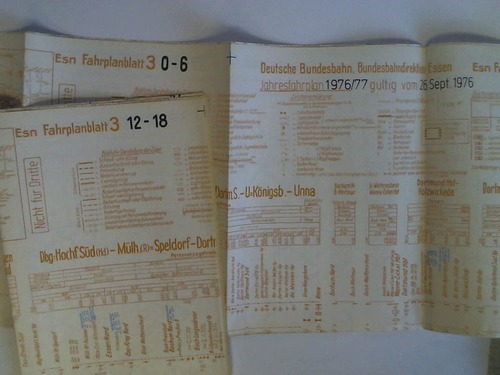 Bundesbahndirektion Essen - Fahrplanblatt 3 / Jahresfahrplan 1976/77. Gltig vom 26. Sept. 1976 - 2 Bildfahrplne (3) fr den Zeitraum 0 - 6 Uhr und 6 - 12 Uhr / 12 - 18 Uhr und 18 - 24 Uhr