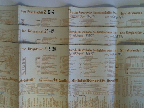 Bundesbahndirektion Essen - Fahrplanblatt 2 / Jahresfahrplan 1976/77. Gltig vom 26. Sept. 1976 - 3 Bildfahrplne (2) fr den Zeitraum 0 - 4 Uhr und 4 - 8 Uhr / 8 - 12 Uhr und 12 - 16 Uhr / 16 - 20 Uhr und 20 - 24 Uhr