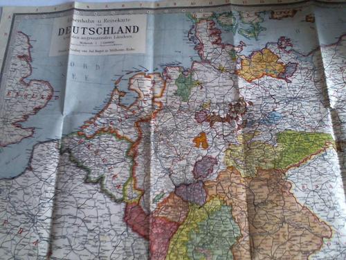 Deutschland - Eisenbahn- u. Reisekarte von Deutschland und den angrenzenden Lndern